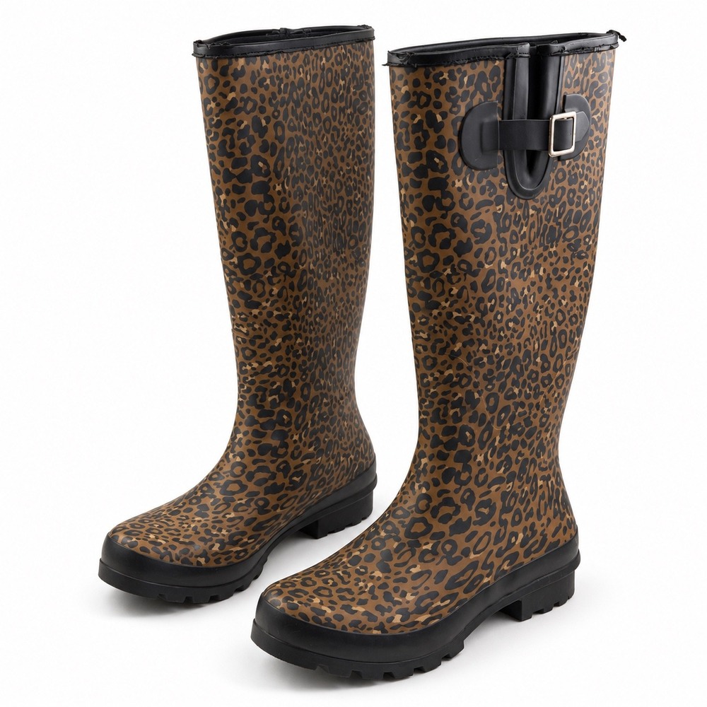 Gianni Bini Vintage Y2K Leopard Print Tall Rain Boots Women's Size 10M